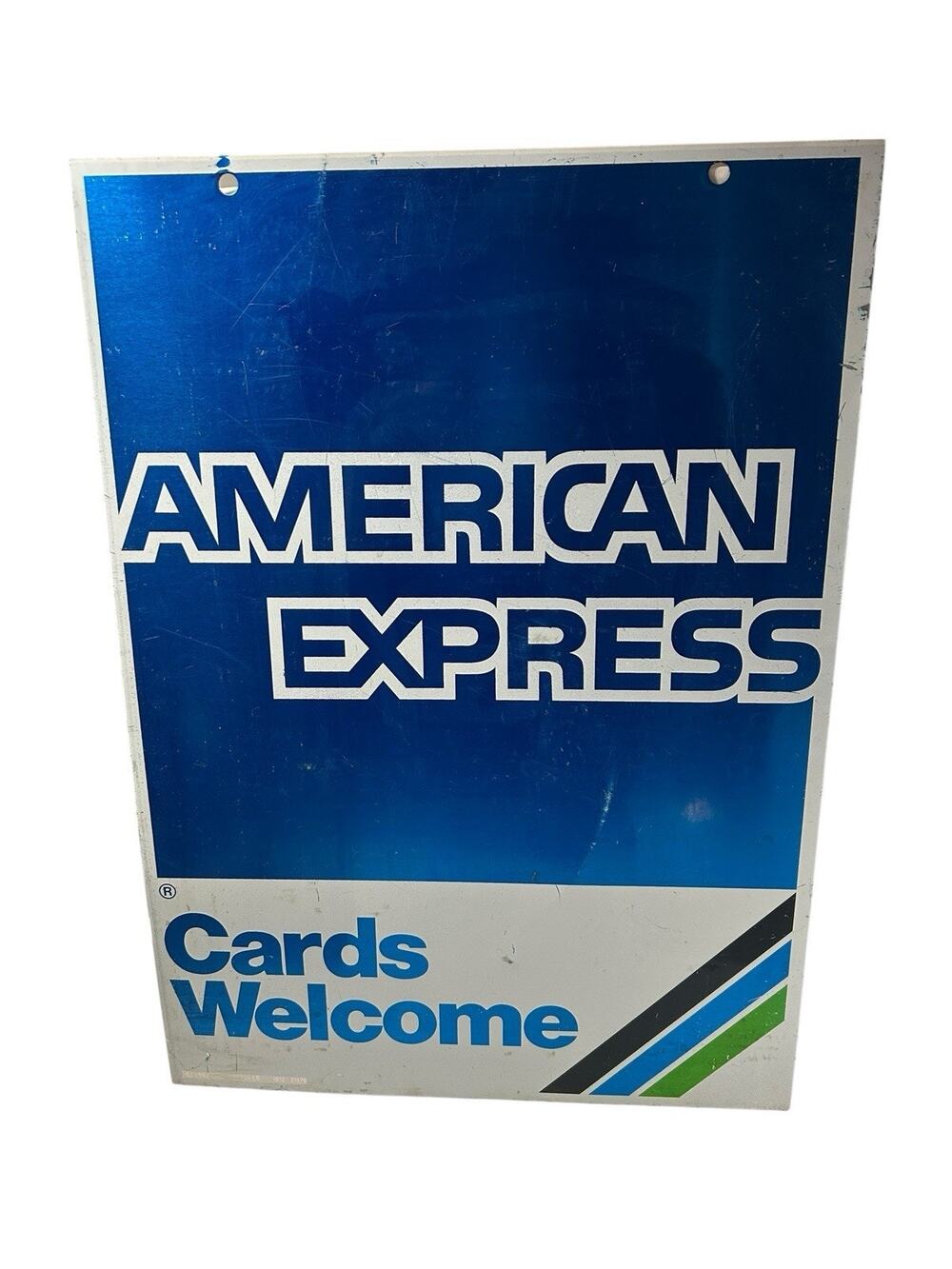 Vintage 1992 Double Sided Steel American Express Cards Welcome Advertising Sign
